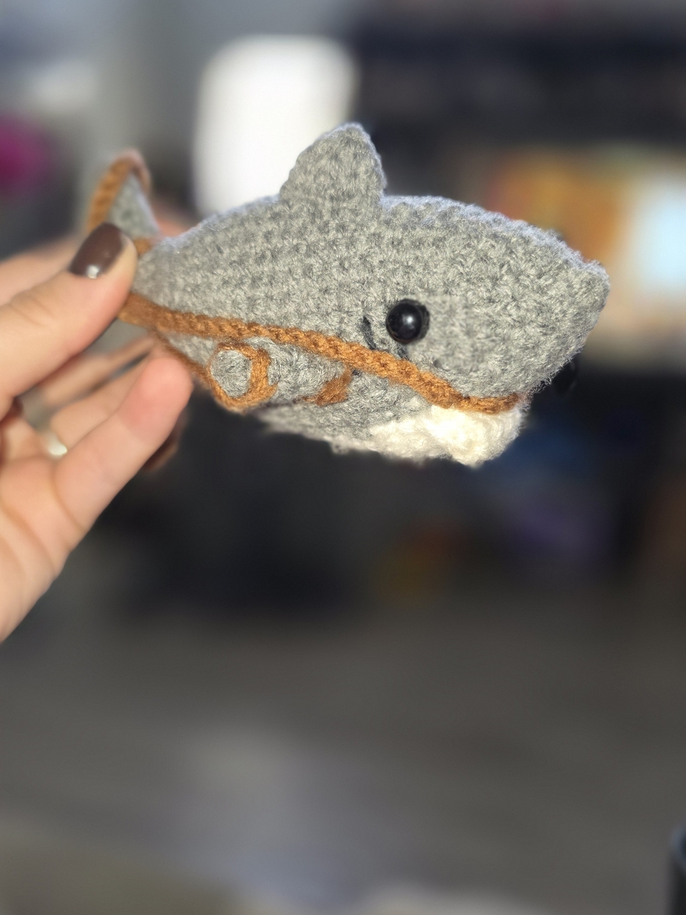 Handmade Crocheted Jaws Car Hanger